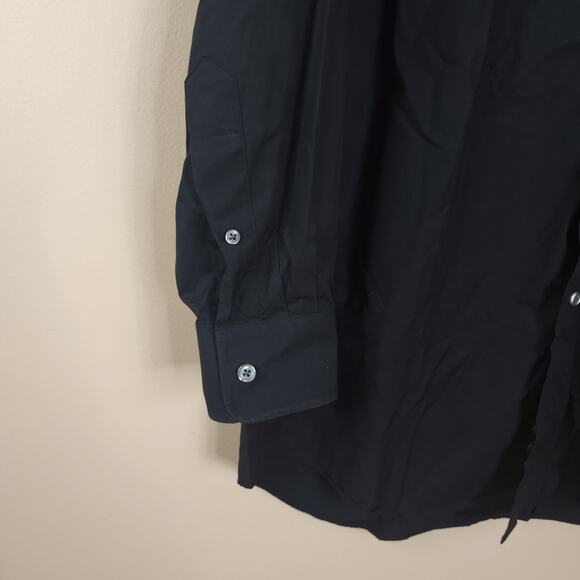 Paul Fredrick Long Sleeve Button Down Shirt in Black 100% Cotton Size 15 32 - Picture 4 of 8